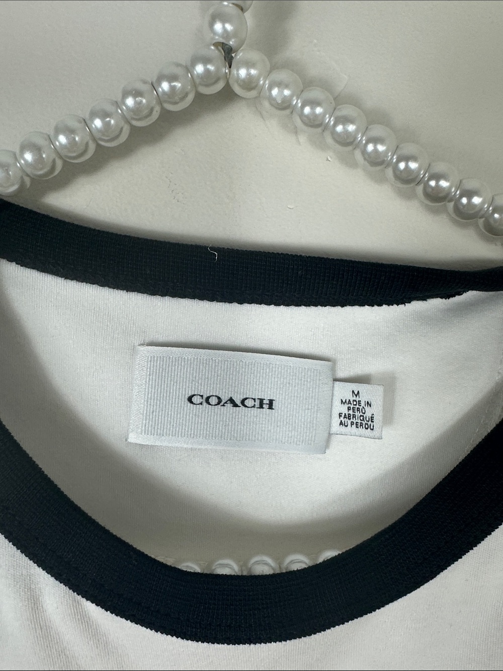 Coach White Ringer Tee with Black Trim Medium NWOT - Picture 5 of 9